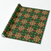 Red Green en Gold Holly en Berry met Stripes Cadeaupapier (Uitgerold)