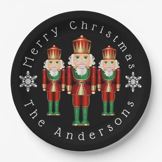 Red Green en Gold Kerstmis Nutcrackers Papieren Bordje (Voorkant)