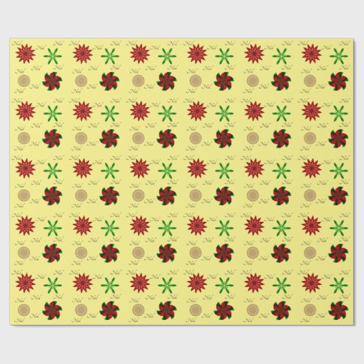 Red Green en Gold Noel Cadeaupapier (Vlak)
