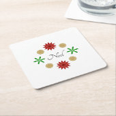 Red Green en Gold Noel Kartonnen Onderzetters (Schuin)