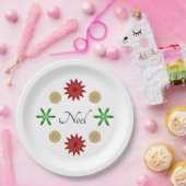 Red Green en Gold Noel Papieren Bordje (Feest)