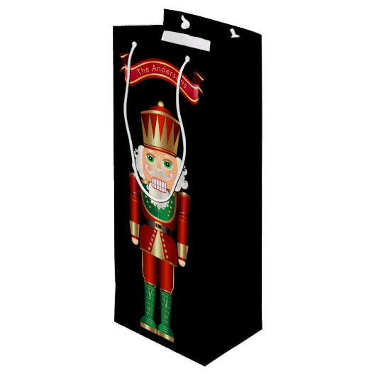 Red Green en Gold Nutcracker  Wijn Cadeautas (Achterkant Gekanteld)