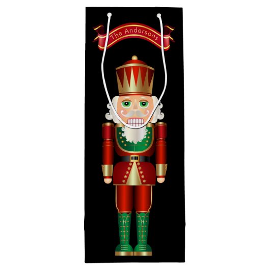 Red Green en Gold Nutcracker  Wijn Cadeautas (Achterkant)