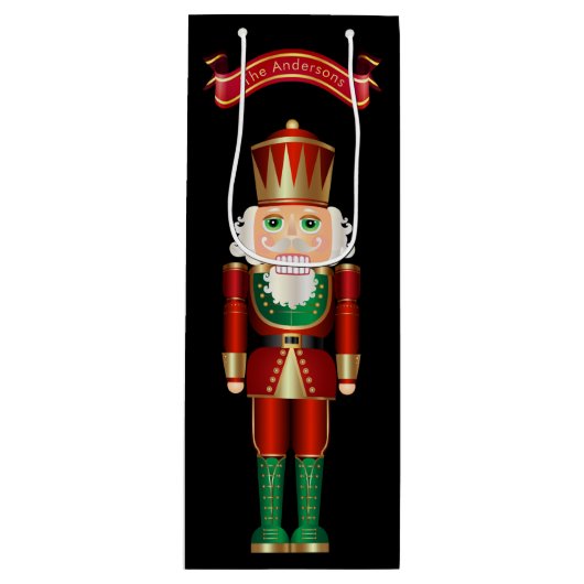 Red Green en Gold Nutcracker  Wijn Cadeautas (Voorkant)