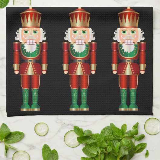 Red Green en Gold Nutcrackers Kitchen Towel Theedoek (Gevouwen)