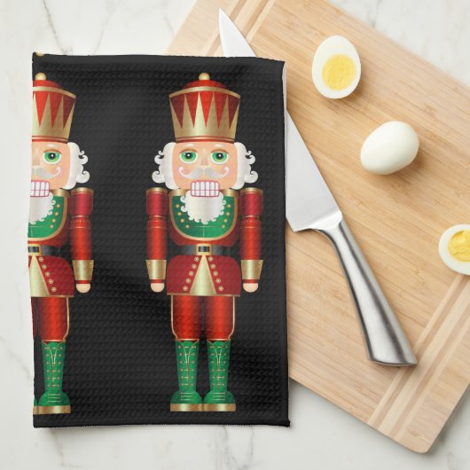 Red Green en Gold Nutcrackers Kitchen Towel Theedoek (Quarter Fold)