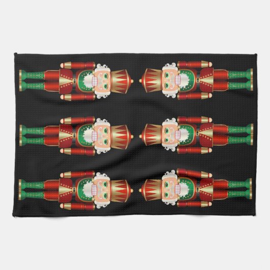 Red Green en Gold Nutcrackers Kitchen Towel Theedoek (Horizontaal)