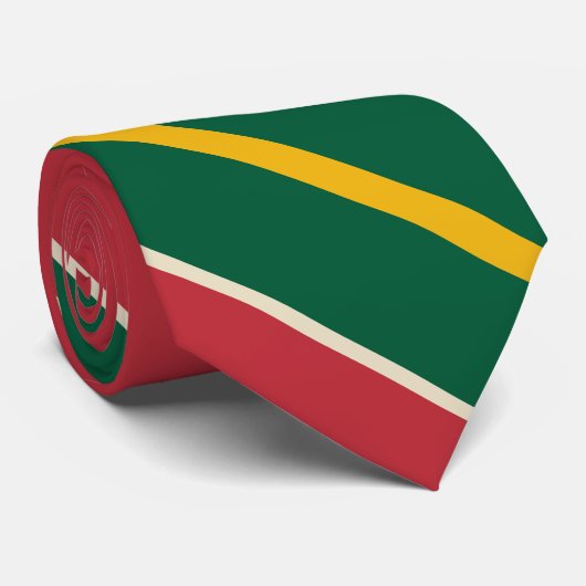 Red Green en Gold Striped Stropdas (Opgerold)