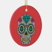 Red Green en Grey Crystal Day of Dead Keramisch Ornament (Rechts)