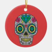 Red Green en Grey Crystal Day of Dead Keramisch Ornament (Voorkant)