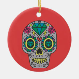 Red Green en Grey Crystal Day of Dead Keramisch Ornament