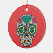 Red Green en Grey Crystal Day of Dead Keramisch Ornament (Links)