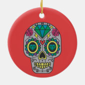 Red Green en Grey Crystal Day of Dead Keramisch Ornament (Achterkant)