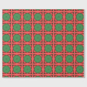 Red Green Ethnic Patroon Cadeaupapier (Vlak)