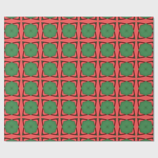 Red Green Ethnic Patroon Cadeaupapier (Vlak)