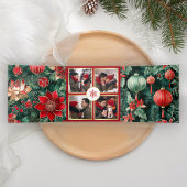 Red Green Feestelijke Chinoiserie 4 Foto Kerstmis Drieluik Wenskaart