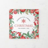 Red Green Feestelijke Chinoiserie 4 Foto Kerstmis Drieluik Wenskaart (Cover)