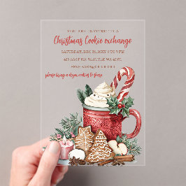 Red Green Festive Cookie Exchange Christmas Party Acryl Uitnodigingen