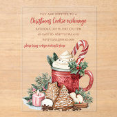 Red Green Festive Cookie Exchange Christmas Party Acryl Uitnodigingen (Voorkant)