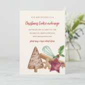 Red Green Festive Cookie Exchange Christmas Party Kaart (Staand voorkant)