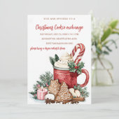 Red Green Festive Cookie Exchange Christmas Party Kaart (Staand voorkant)