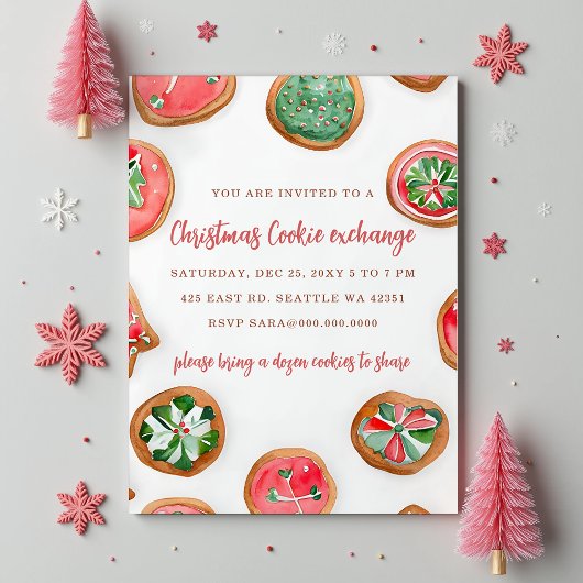 Red Green Festive Cookie Exchange Christmas Party Kaart