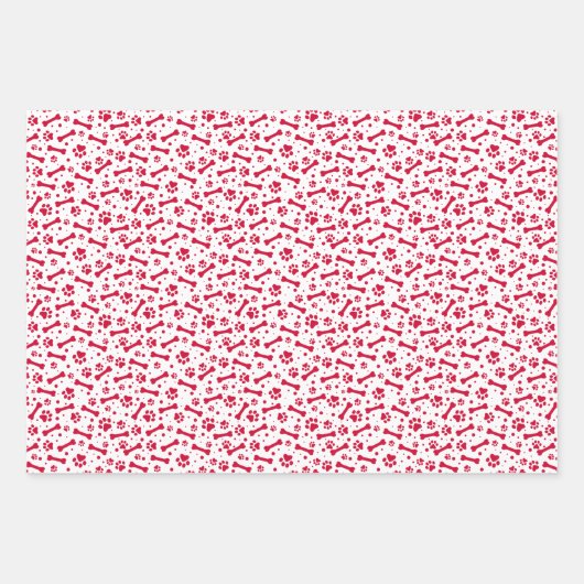 Red Green Festive Paw Print Patroon Inpakpapier Vel (Voorkant 2)