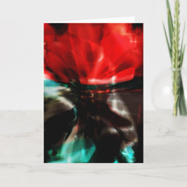 Red Green Filmy Abstract Fantasy Flower Desig Kaart