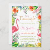 Red Green Flamingo Birthday-uitnodigingen Kaart (Voorkant)