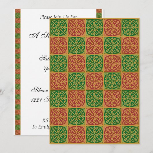 Red Green Fleur de Lis Custom Holiday 5x7 Kaart (Voorkant / Achterkant)