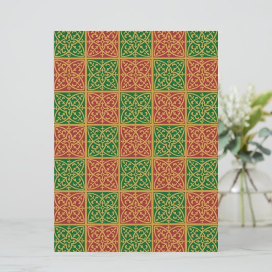 Red Green Fleur de Lis Custom Holiday 6.5x8.75 Kaart (Staand voorkant)