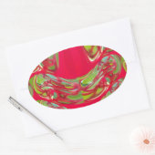 Red & Green Flora  Hakuna Matata Gifts Ovale Sticker (Envelop)