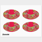 Red & Green Flora  Hakuna Matata Gifts Ovale Sticker (Vel)