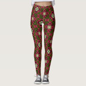  Red & Green Floral Kaleidoscope Leggings (Voorkant)