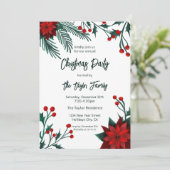 Red Green Floral met kerstmis, Pattern Invitati Kaart (Staand voorkant)