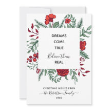 Red Green Floral Motivatie citaat kerstkaart