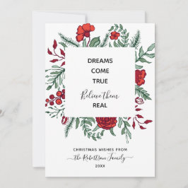 Red Green Floral Motivatie citaat kerstkaart