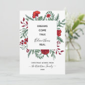 Red Green Floral Motivatie citaat kerstkaart (Staand voorkant)