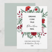 Red Green Floral Motivatie citaat kerstkaart (Voorkant / Achterkant)