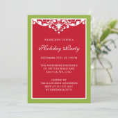 Red Green Flourish Scroll Kerstfeestdag Kaart (Staand voorkant)