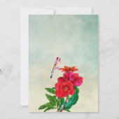 Red Green Flowers Bird Retro baby shower Kaart (Achterkant)