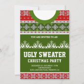 Red Green Funny Tacky Ugly Sweater kerstparty Kaart (Voorkant)