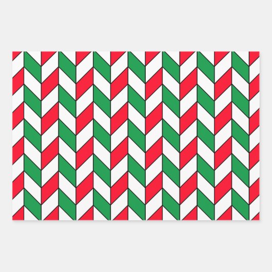 Red Green Geometric Pattern Inpakpapier Vel (Voorkant 2)