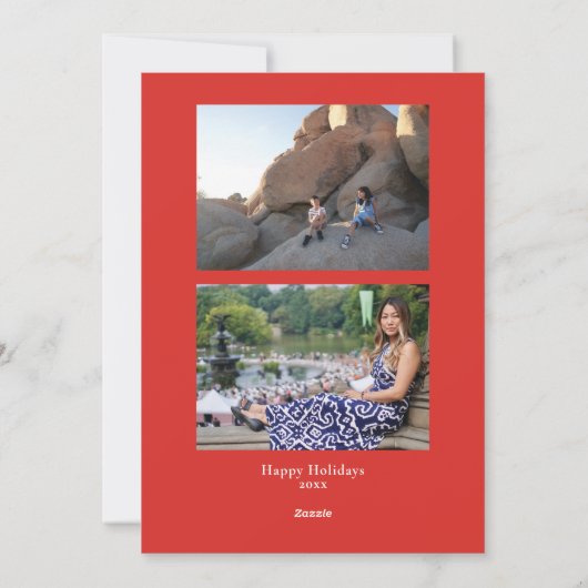 Red Green Gift Wrapping 2 Photo Holiday Kaart (Achterkant)