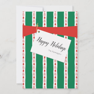 Red Green Gift Wrapping 2 Photo Holiday Kaart