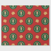 Red Green Gingerbread Cookie Custom Name Script Cadeaupapier (Vlak)