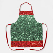 Red Green Glitter Holiday kerstkoking Schort (Voorkant)