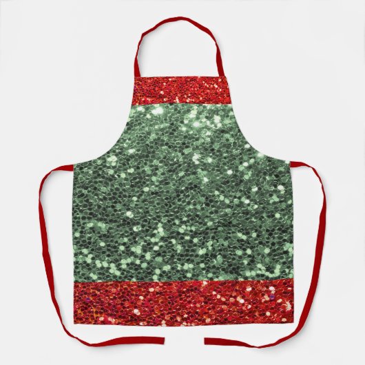 Red Green Glitter Holiday kerstkoking Schort (Voorkant)