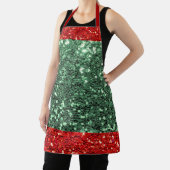 Red Green Glitter Holiday kerstkoking Schort (Insitu)