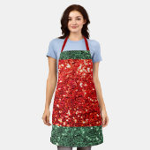 Red Green Glitter Holiday Kerstmis Apron Schort (Gedragen)